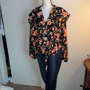 🌲🌲 X Mas Special 🎅🎅Coulbourne Black Dress with Orange and Pink Floral Pattern